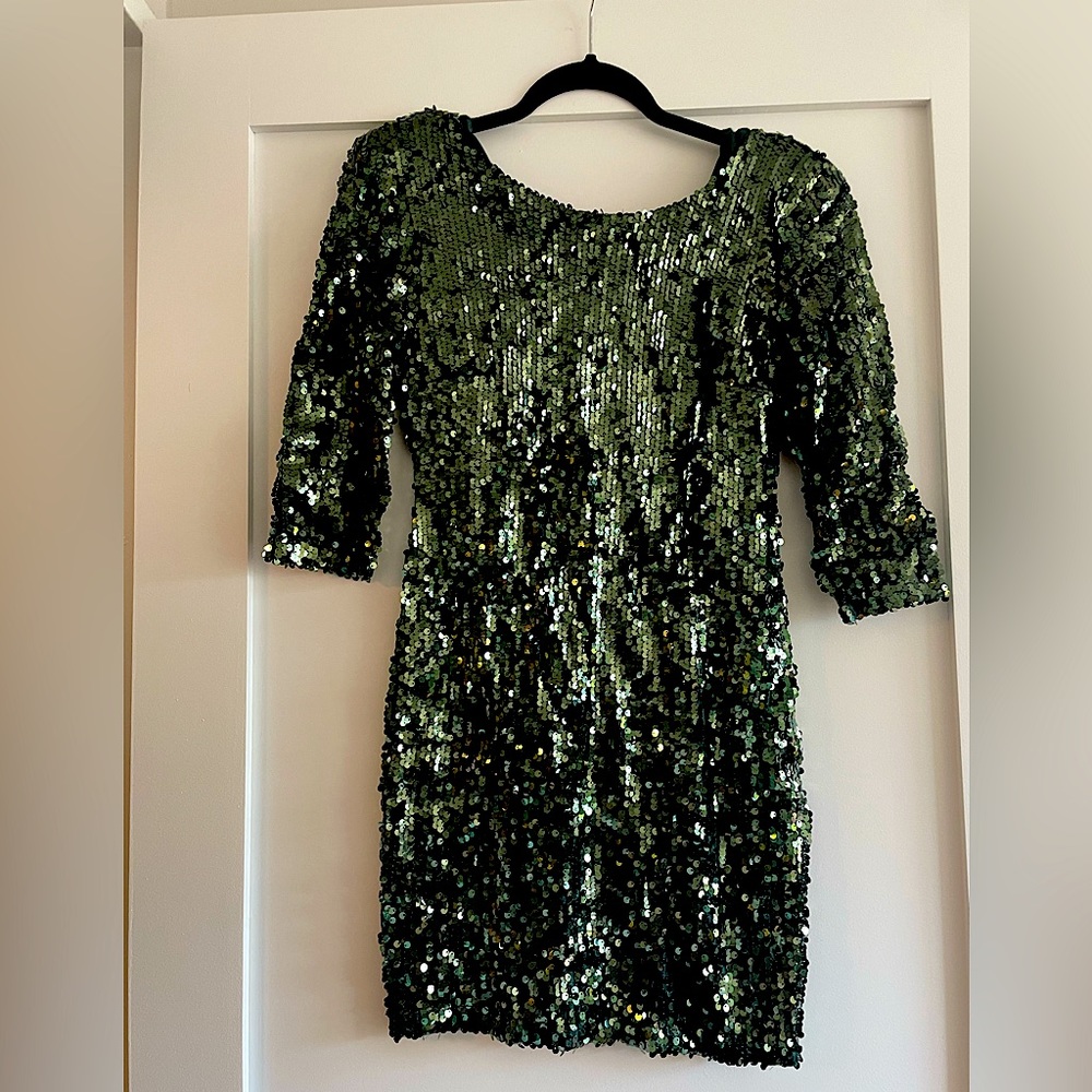 Sequin green mini dress